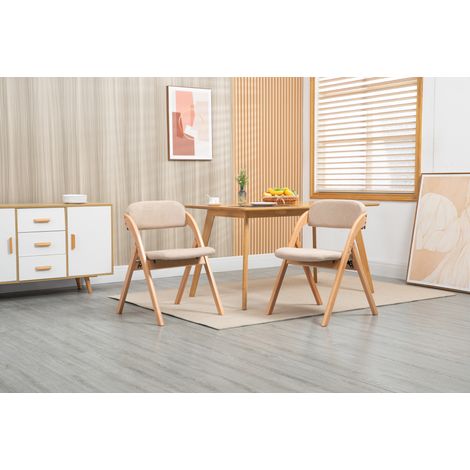 Sedia pieghevole in legno massello color kaki, impilabile, seduta imbottita, seduta 45 cm, profondità 46 cm (1/5)