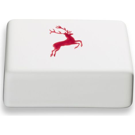 Gmundner Keramik Bordeauxr. Hirsch, Oberteil Butterdose