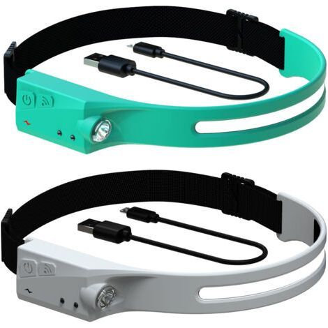 Lampe frontale éléganteRechargeabledirigélampe frontale 230°Lampe frontale adulte à faisceau puissant, bleu lac et gris (1/5)