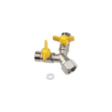 Valvola deviatrice in ottone a forma di Y da 1/2", collettore a 3 vie con valvole di intercettazione, attacco per acqua per - Crezuo (1/4)