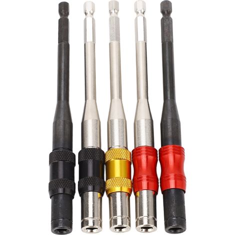 Lot de 5 Rallonges de Foret 1/4in Hexagonal avec Aimant, Tige de Prolongation pour Tournevis 145mm (1/5)