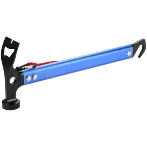 Marteau de camping en aluminium léger (31 cm) avec crochet intégré et mini-pelle multifonction – Idéal pour tente, pieux, randonnée et activités en plein air