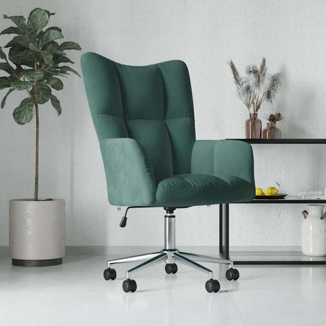 Vidaxl – Fauteuil relax en velours vert foncé – Mécanisme de levage à gaz – Pivotant 360° – Confort optimal jusqu'à 110 kg (1/10)