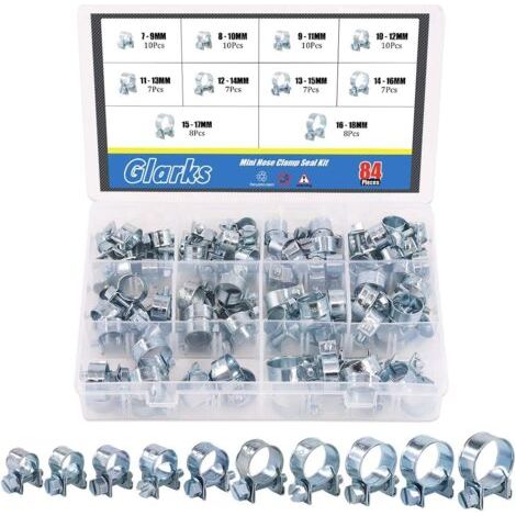 Lot de 84 mini colliers de serrage pour tuyau de carburant, diesel et essence, assortiment de 10 tailles (1/5)