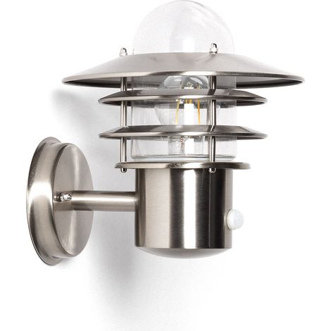 Ledkia – Applique extérieure hublot inox avec capteur PIR – Résistante IP44 – Ampoule E27 non incluse – Éclairage automatique pour sécurité