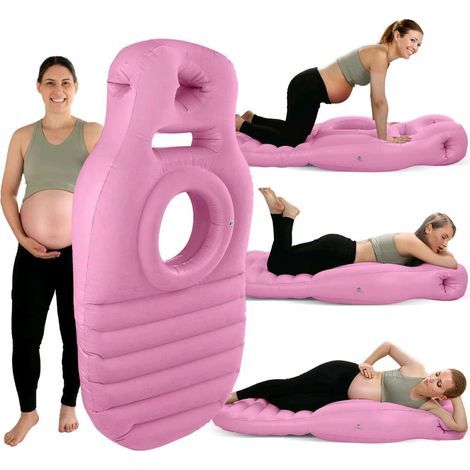 Aufblasbare PVC-Schlafmatte für Schwangere, O-förmige Schlafmatte, bequeme Lagerungsmatratze während der Schwangerschaft (rosa + Luftpumpe gemäß europäischen Normen) (1/5)