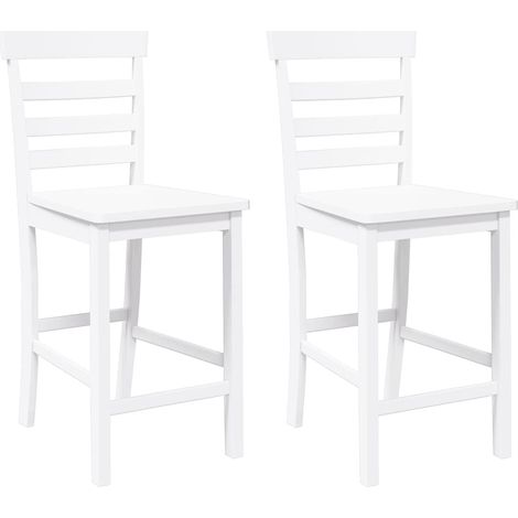Barhocker 2 Stk. Weiß Massivholz Gummibaum vidaXL