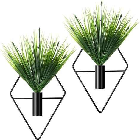 2 Pièces Jardinières Suspendues en Métal Vase Mural Géométrique avec Plante Artificielle Porte Plante Suspendu Moderne Pot à Suspendre (Noir) (1/5)