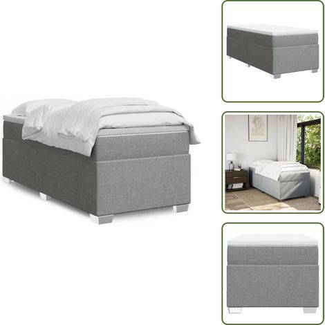 Sommier à lattes de lit et matelas Gris clair 90x190 cm Tissu - Lit Double - Lit Avec Sommier - Matelas Ressorts Ensachés - Literie - Chambre À Coucher (1/5)
