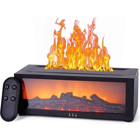 Humidificateur à effet flamme – 7 couleurs LED – Noir – Ultrasonique – Télécommande – Aromathérapie (1/3)