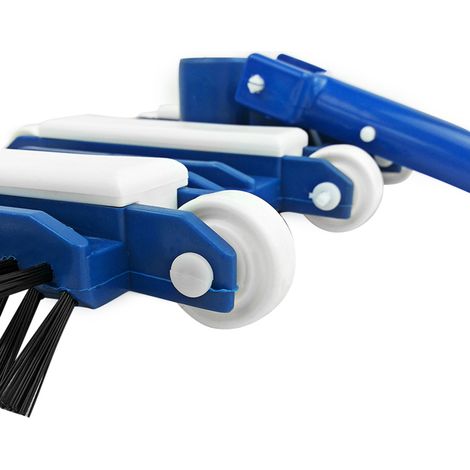 Ortviai Tête d'aspiration pour piscine 14 pouces avec brosses et roues – plastique résistant, bleu et blanc