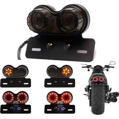 Clignotant Moto Frein Arrière Lumière Feux Signal Plaque D\'immatriculation Avec Support Universal Pour Dirt Bike Custom Chopper-Ywey (1/4)