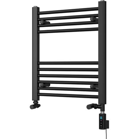 Zennor - Black Dual Fuel Towel Rail H600mm x W500mm Thermostatic WIFI - Straight