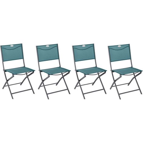 Hesperide – Lot de 4 chaises de jardin pliantes en métal – Assise en texaline – Charge maximale 110 kg – Dimensions 52 x 46 x 87 cm