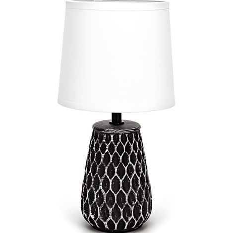 Lampe Déco Céramique Marron Vieilli - Douille E14 - Style Rustique - Ambiance Douce (1/3)