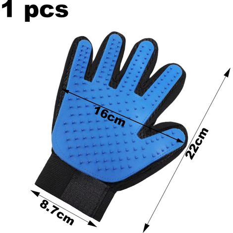 Gant Chat Brossage Gant Poil Chat en Silicone 4 en 1,Brossage, Massage, Bain et Récupération des Poils Gant Brosse Chien Gant Poil Chien (Bleu,Main Droite) (1/4)