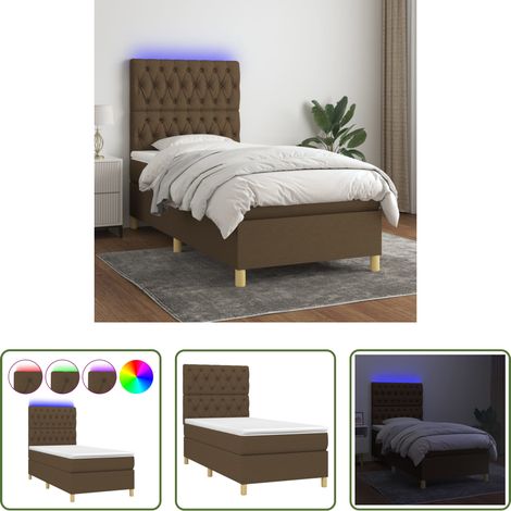 Matratze - Boxspringbett mit Matratze & LED Dunkelbraun 80x200 cm Stoff (1/5)