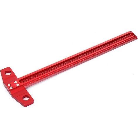 Ligne de travail du bois Scriber T-type Ruler 1mm Hole Crossed Ruler Jauge de marquage en alliage d'aluminium - 300mm (1/5)