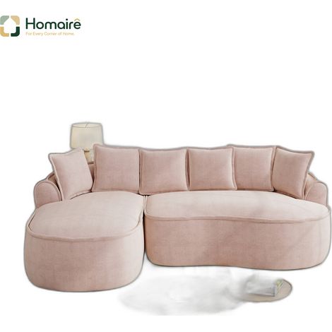 Canapé chenille rose avec accoudoirs 252 x 164 x 67 cm HOMAIRE (1/5)