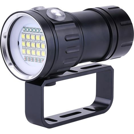 Lampe de plongée, étanche IPX8, 18000 lm, 500 mètres, perles brillantes, lampe de poche sous-marine, jusqu\'à 80 mètres, lampe de plongée étanche, lampe pour la photographie vidéo, lampe de poche avec (1/5)