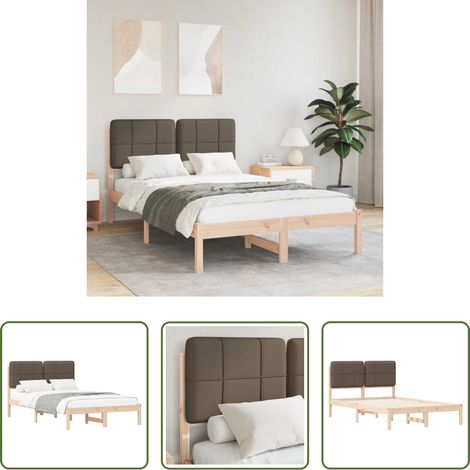 Kopfteil - Bettgestell mit gepolstertem Kopfteil Taupe 120 x 190 cm (1/5)