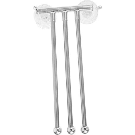 Porte-serviettes rotatif sans perçage avec 3 barres à ventouses, suppo (1/5)