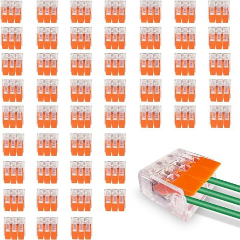 Connecteur Électrique 3 Voies - Lot de 50 - Polymère Ignifugé - Serrage Rapide sans Outil - Maison et Auto - 0.14 à 4.0 mm² (1/5)