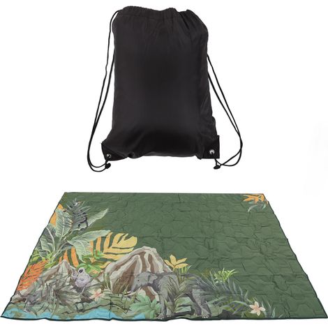 1 Tapis de pique-nique imperméable coton PP lavable machine pliable camping plage extérieur vert (1/5)