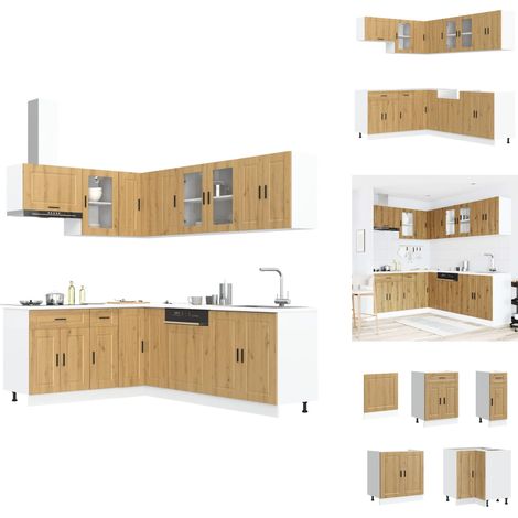 11-tlg. Küchenschrank-Set Porto Artisan-Eiche Holzwerkstoff - Küchenschrank-Set - Küchenschrank-Sets - Küchenzeile Einbauküche - Küchenschrank (1/5)