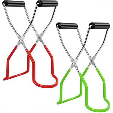 2 pièces Pince à conserves,Ouvre-boîte,Acier inoxydable,Couleurs vert et rouge,Ustensile de cuisine