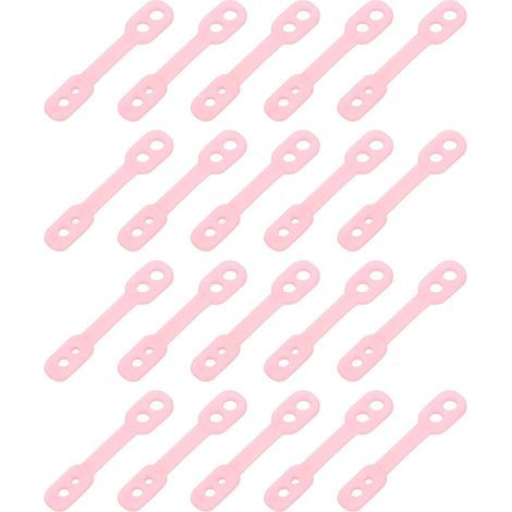 Lot de 20 cintres, coupe-vent, avec bandes de fixation en plastique, crochets, antidérapants, boucle de fixation, anti-goutte, pour une utilisation intérieure et extérieure, rose (1/5)