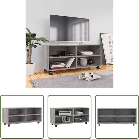 TV-Ständer - TV-Schrank mit Rollen Grau Sonoma 90x35x35 cm Holzwerkstoff (1/5)