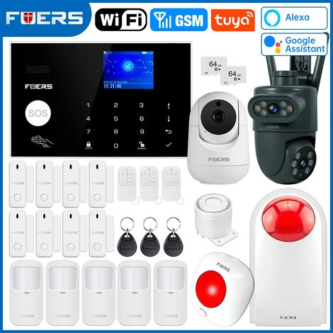 (Pack 6) Système d'alarme de sécurité domestique sans fil Wi-Fi GSM, alarme, détecteur de mouvement, détecteur de fumée (1/5)