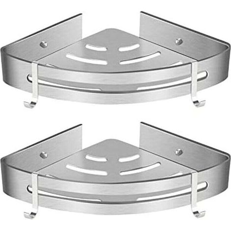 Etagère de Douche d’Angle, Etagère de Salle de Bain Sans Forage Panier Rangement Douche Aluminium Murale Adhésive Serviteur de Douche Organiseur pour Shampoing(Triangle, 2 Pièces)-Fei Yu