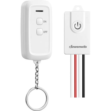 DEWENWILS Interrupteur sans fil – 1 récepteur + 1 émetteur portable – Portée 30m, sans câblage – Jusqu'à 3000W pour éclairage – Couleur blanche (1/5)