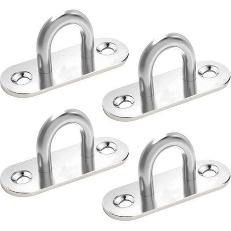 4PCS Plaque à œil en Acier Inoxydable, Plaque Oeillet Plaque de Couverture, 304 Crochets Métal Forme U Crochet au Plafond, Fixation pour Crochets Muraux Chaises Suspendues Auvent Accessoires de Bateau (1/5)