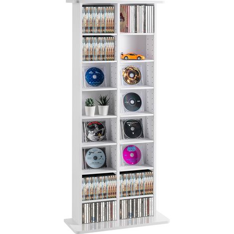 VEVOR Armadietto Portaoggetti Multimediale, Ripiano 8 Strati 16 Scomparti, Può Contenere Fino a 464 CD, Fipiani Regolabili Protegge Organizza Collezioni di Musica, Film, Cimeli, Armadietto Bianco