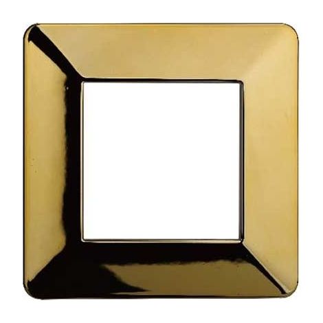 Plaque compatibles Vimar Plana 2 modules plastique couleur or brillant Ettroit EV83212