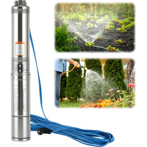 Wolketon Bomba sumergible para pozos profundos 4 m3/h, acero inoxidable, IP68, impermeable, 0,37 kW