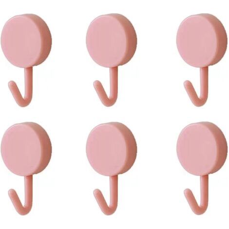 Crochets adhésifs, jolis crochets muraux décoratifs pour suspendre bretelles, chapeaux, serviettes et clés, 6 pièces, rose (1/5)