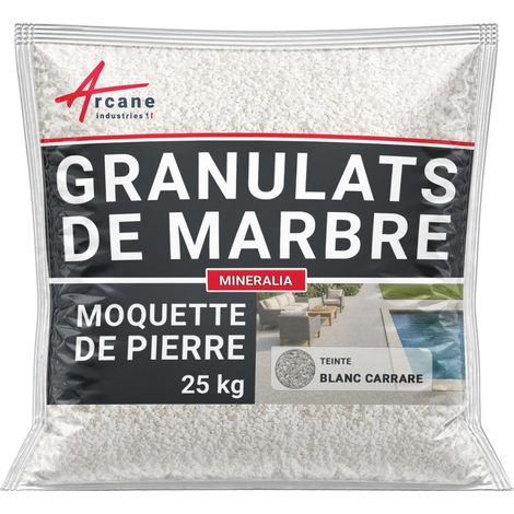 Granulats moquette de pierre marbre - Drainant & haute résistance - 25 kg (jusqu'à 1,5 m²) Blanc Carrare - ARCANE INDUSTRIES