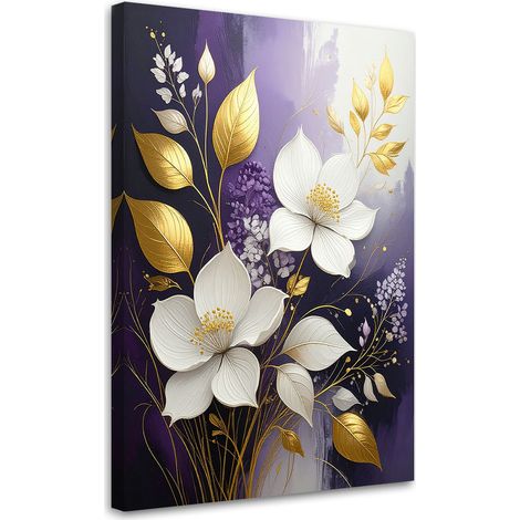 Wandbild Weiße Blumen auf violettem Hintergrund 30x45 (1/5)