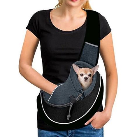 Portable Carry Bag for Dogs, Cats, Adjustable Travel Bag for Small Animals, Breathable Mesh, Puppy Belly Bag with Front Pocket for Outdoors, Walking, Metro, M (1/5)