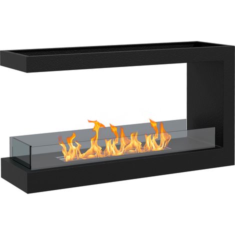 Camino Bioetanolo a 3 Lati con Bruciatore da 2.4L e Durata 4 Ore, Copertura 30㎡, 100x30x55cm, Nero (1/5)