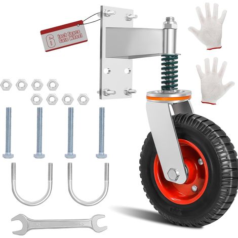 Roue de Portail Roulette avec Ressorts,150 mm Roulettes Pivotantes 360 ° avec Ressort et Frein Portail de Charge de 226 kg pour Portail Métalliques Tubulaires Capacité (1/5)