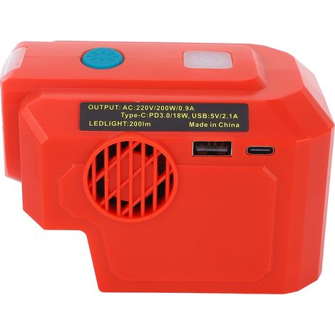 Onduleur sans fil 200W prise AC Type C et port USB alimenté par batterie 18V avec lampe LED pour 48-11-1828 48-11-1815 (1/5)