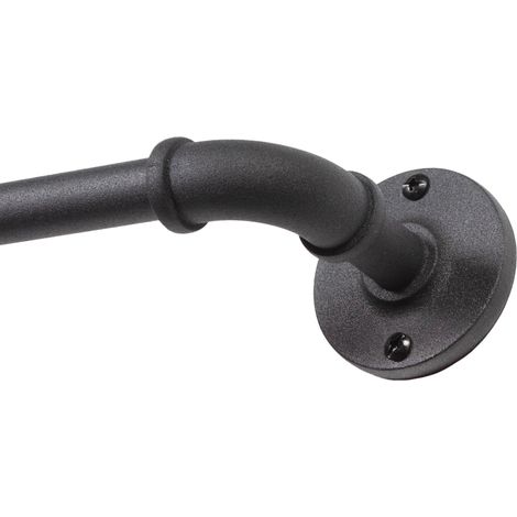 Tringle à Rideau réglable pour intérieur/extérieur – Tringle à Rideau Industrielle en Acier Texturé Noir Résistant à la Rouille pour Fenêtre de 71 à 122 cm, pour Extérieur et Terrasse (1/5)
