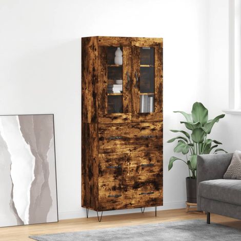 Buffet haut Chêne fumé 69,5x34x180 cm Bois d'ingénierie (1/5)