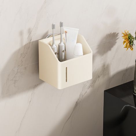 Étagère Matériaux Durables blanc crème pour Salle de Bain, Fixation Murale, à Ventouses, Sans Perçage Petite étagère 129.511.5 cm (1/5)