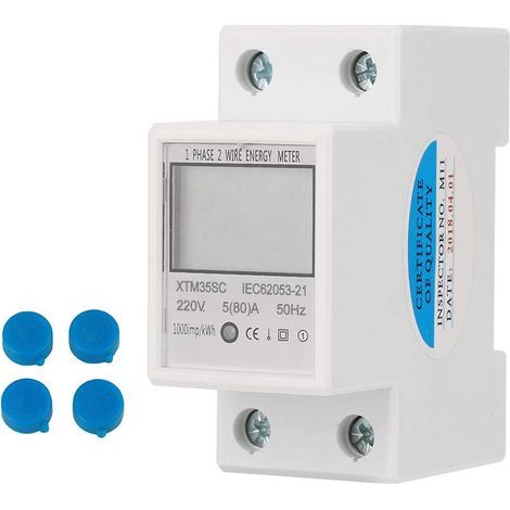 Compteur d'Énergie Monophasé Numérique Wifi Single Phase Smart Energy Meter Intelligent Monophasé Rail Din Compteur avec écran LCD Mètre Watt KWh Wattmètre Consommation Electrique 220V 5(80)A (1/5)